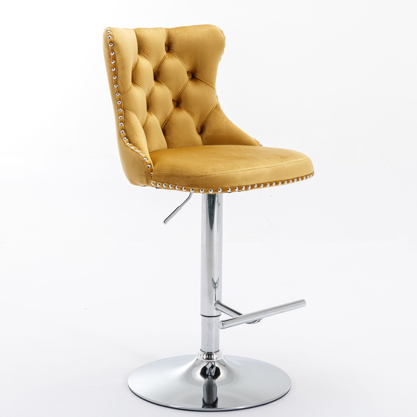 Swivel Velvet Barstools Adjusatble Seat Height From 25-33", Modern Upholstered Chrome Base Bar Stools With Backs Comfortable Tufted For Home Pub And Kitchen Island (Set of 2) Home Essentials