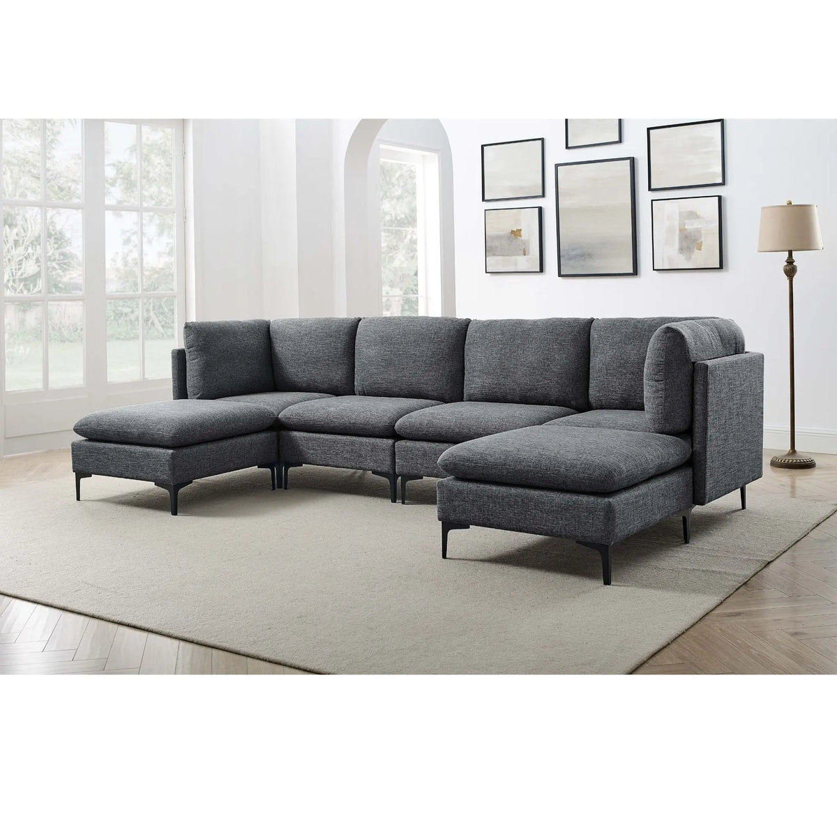 Upholstered Modular Sectional & Tall Legs Home Essentials