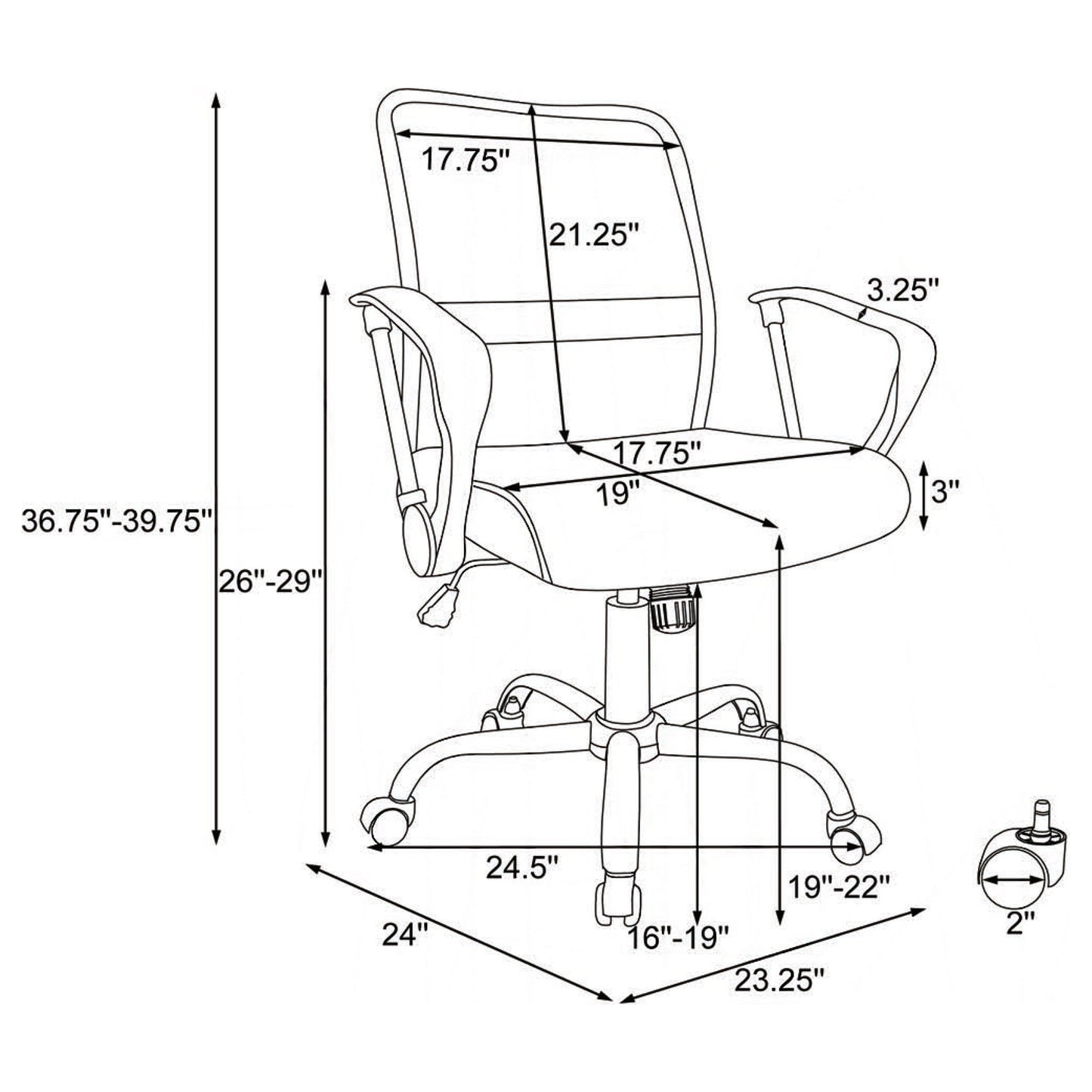 Swivel Office Chair With Base Adjustable Height - Black Furniture Max