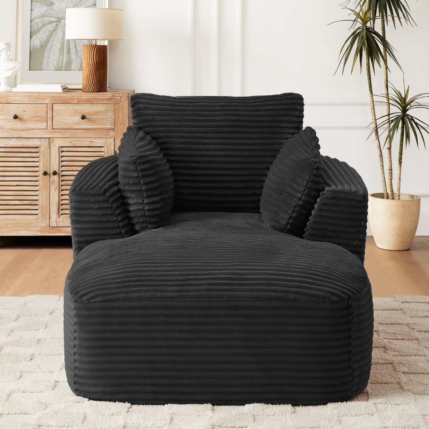 Oversized Chaise Lounge Chair Indoor - Black Home Essentials