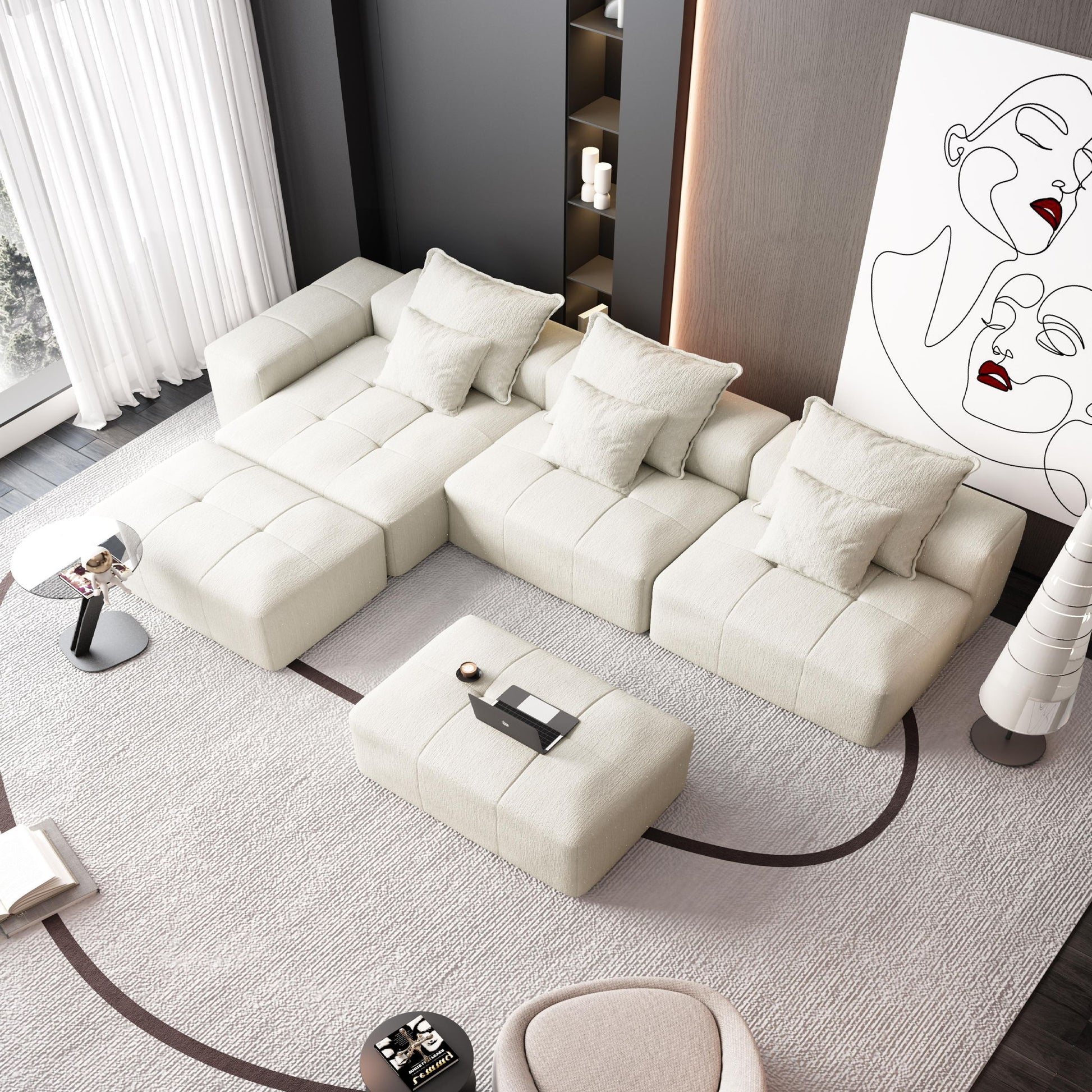 Modern Oversized Diy Combination Modular Sectional Sofa With Pillows Home Essentials