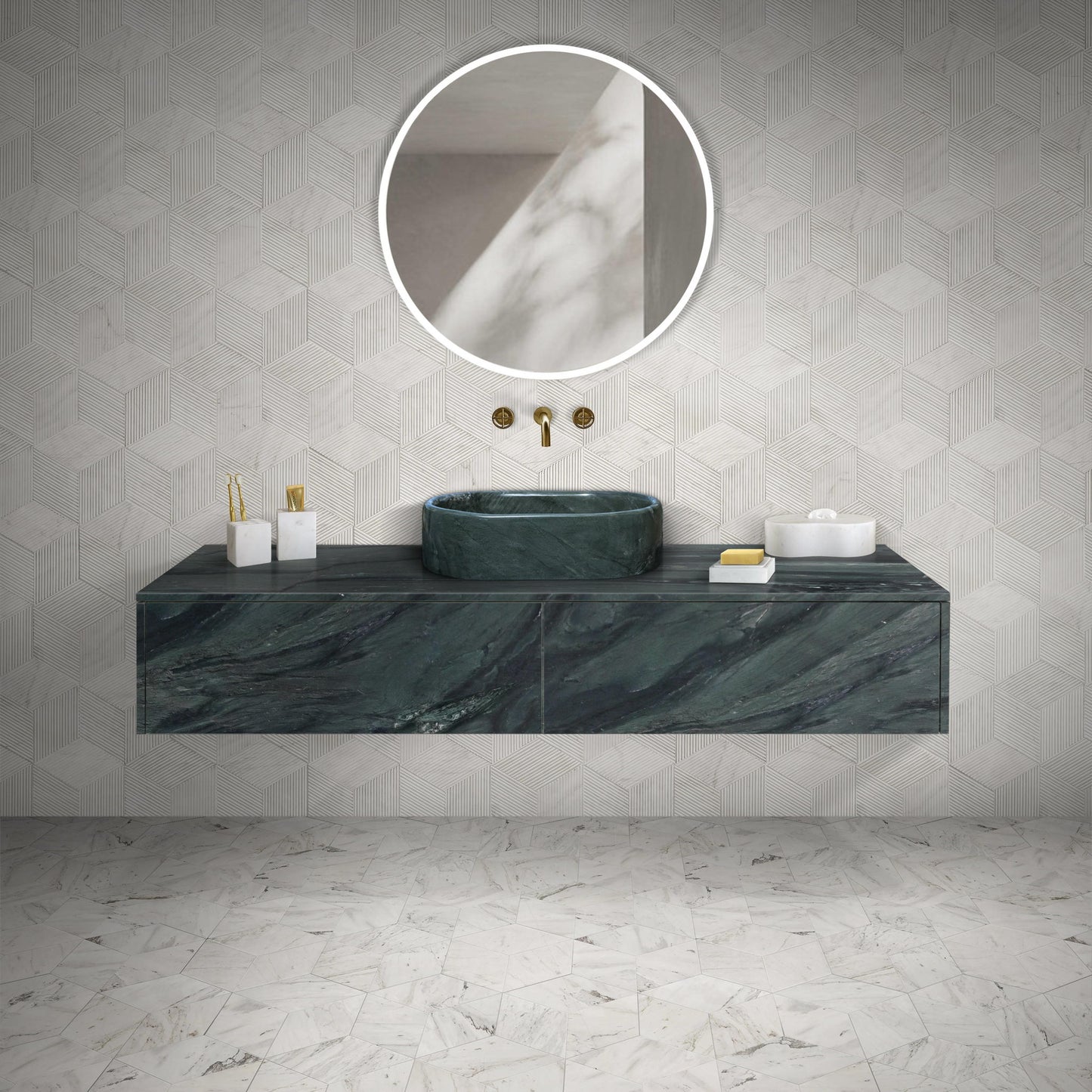 Bathroom Vessel Sink, Semi Polished Surface Daily Nest