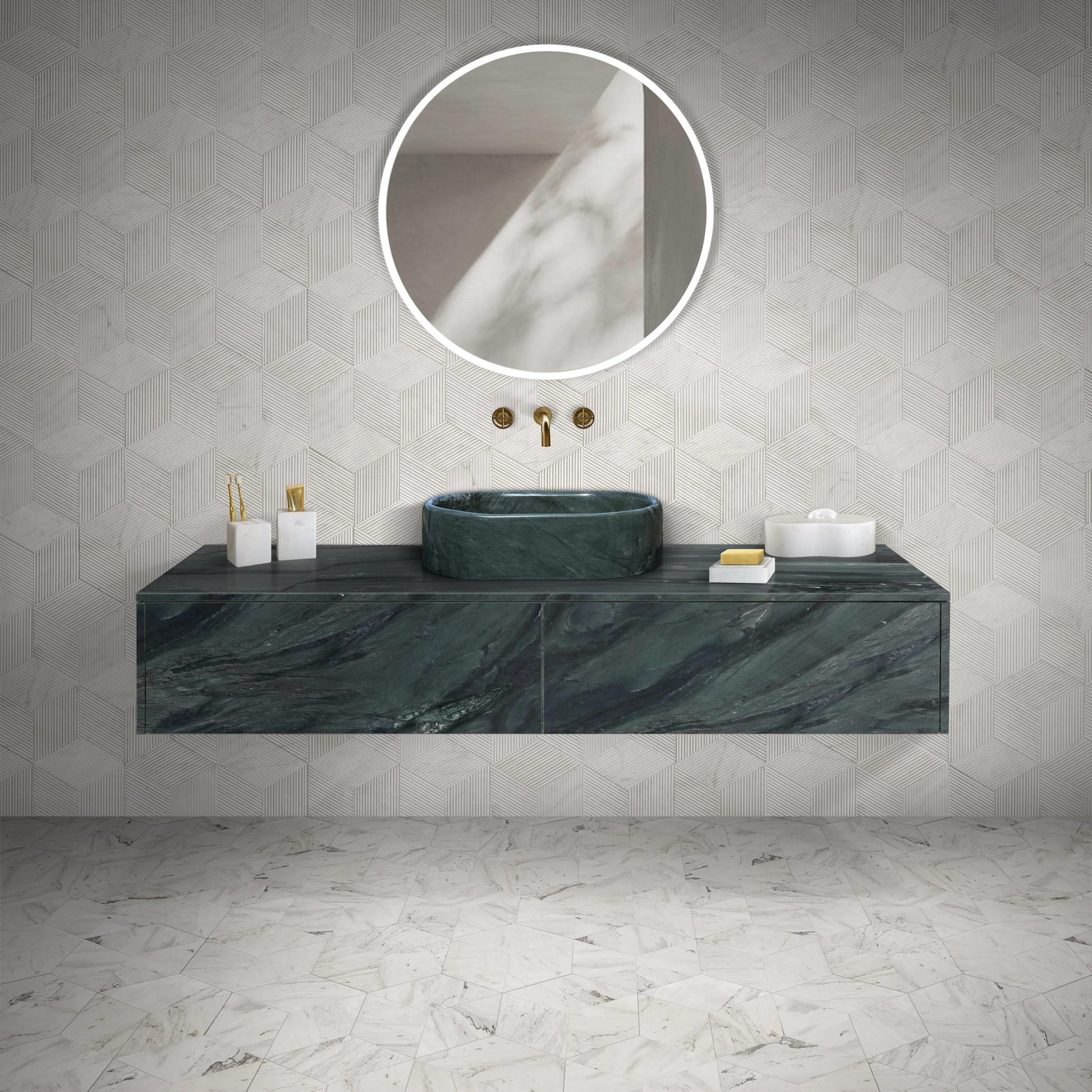 Bathroom Vessel Sink, Semi Polished Surface Daily Nest