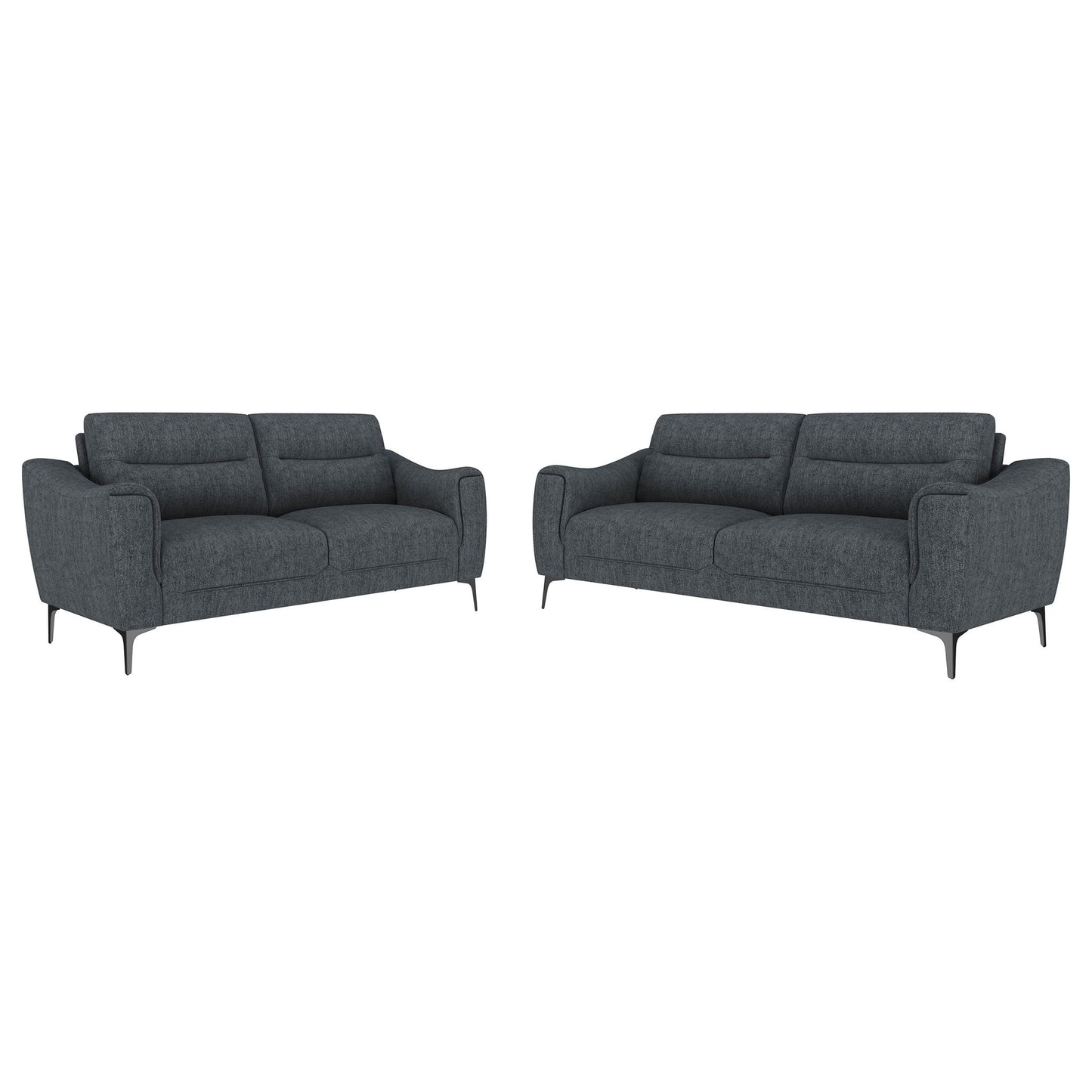 Oberle - 2 Piece Upholstered Sofa Set With Pocket Coil Seating - Charcoal Furniture Max