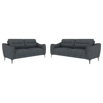 Oberle - 2 Piece Upholstered Sofa Set With Pocket Coil Seating - Charcoal Furniture Max