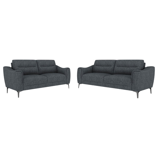 Oberle - 2 Piece Upholstered Sofa Set With Pocket Coil Seating - Charcoal Furniture Max