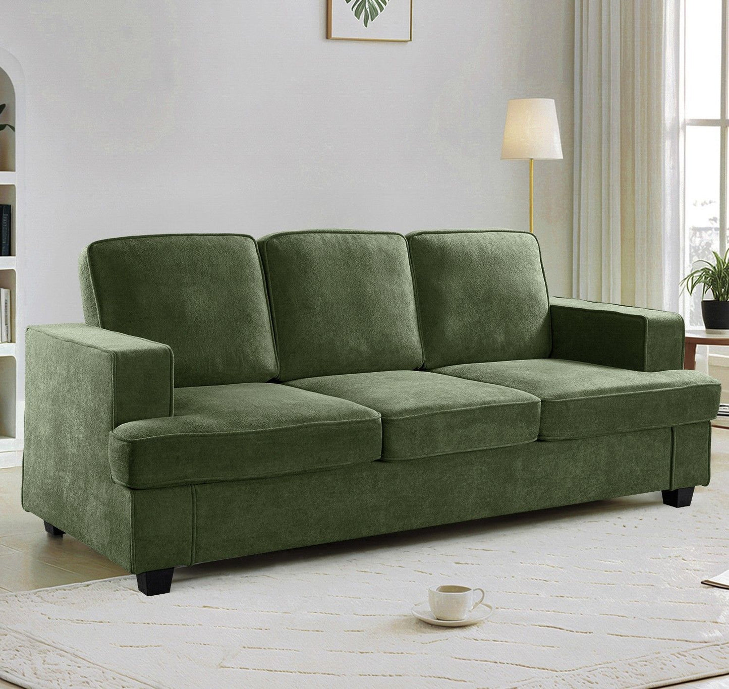Modern Sofa, Comfortable 3 Seater Couch With Deep Seating, Loose Back Cushions, Wide Arms US Pride