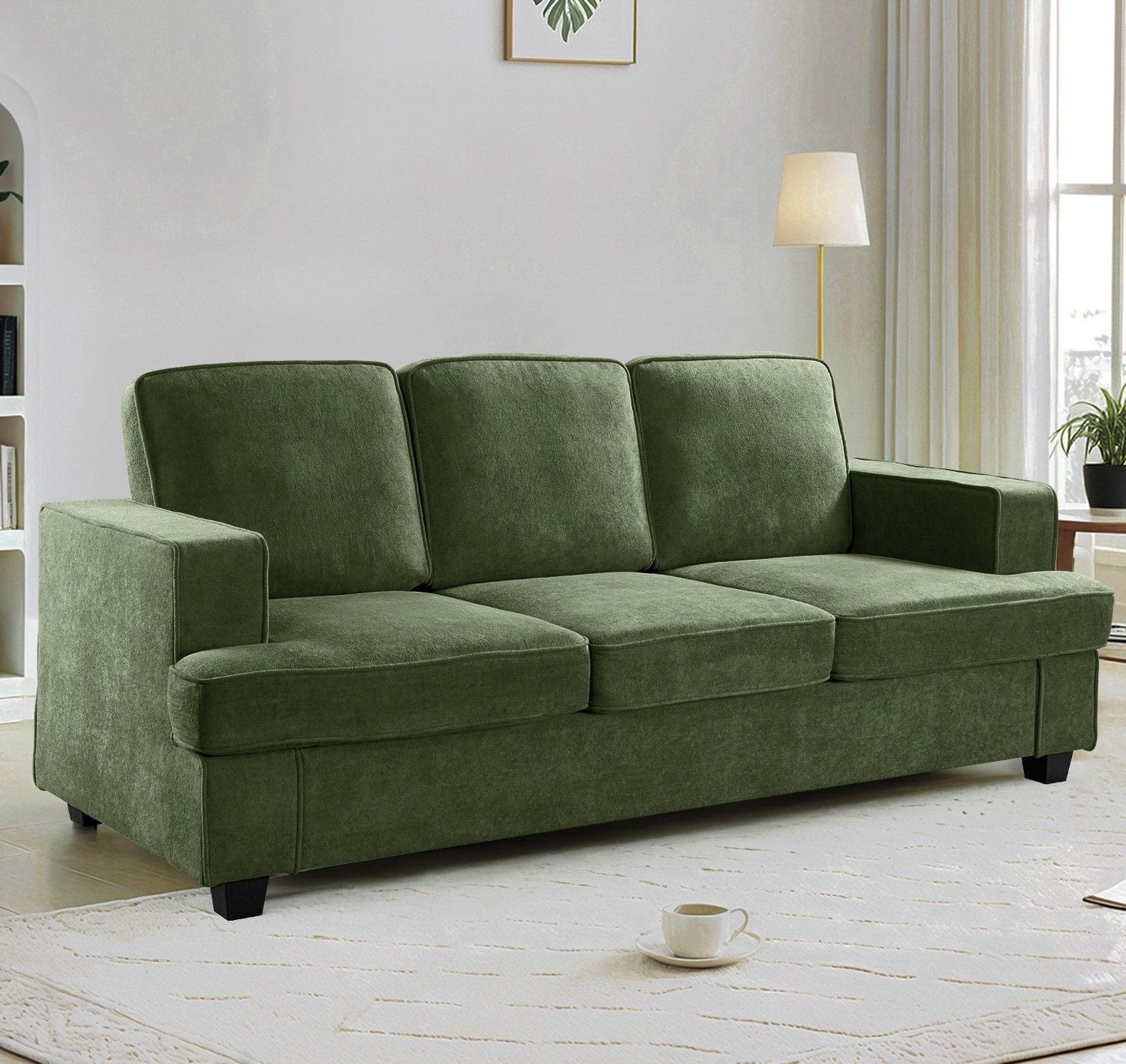 Modern Sofa, Comfortable 3 Seater Couch With Deep Seating, Loose Back Cushions, Wide Arms US Pride