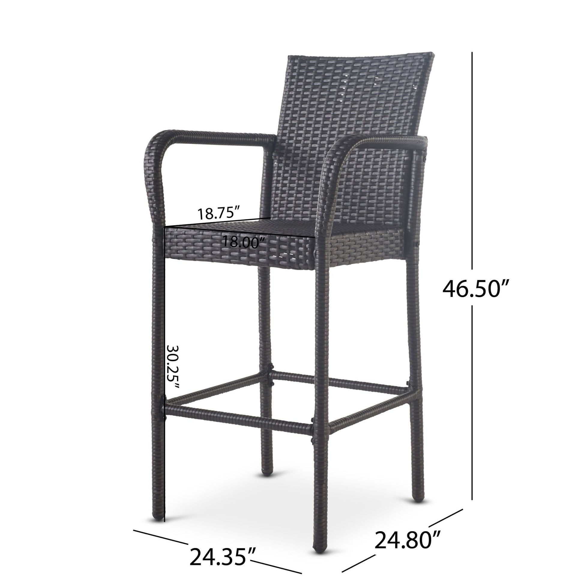 Outdoor Wicker Barstools With Rattan And Iron Frame Noble House