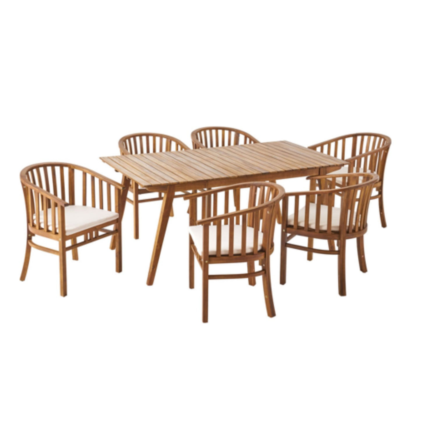 Outdoor 6 Seater Dining Set With Cushins - Cream Noble House