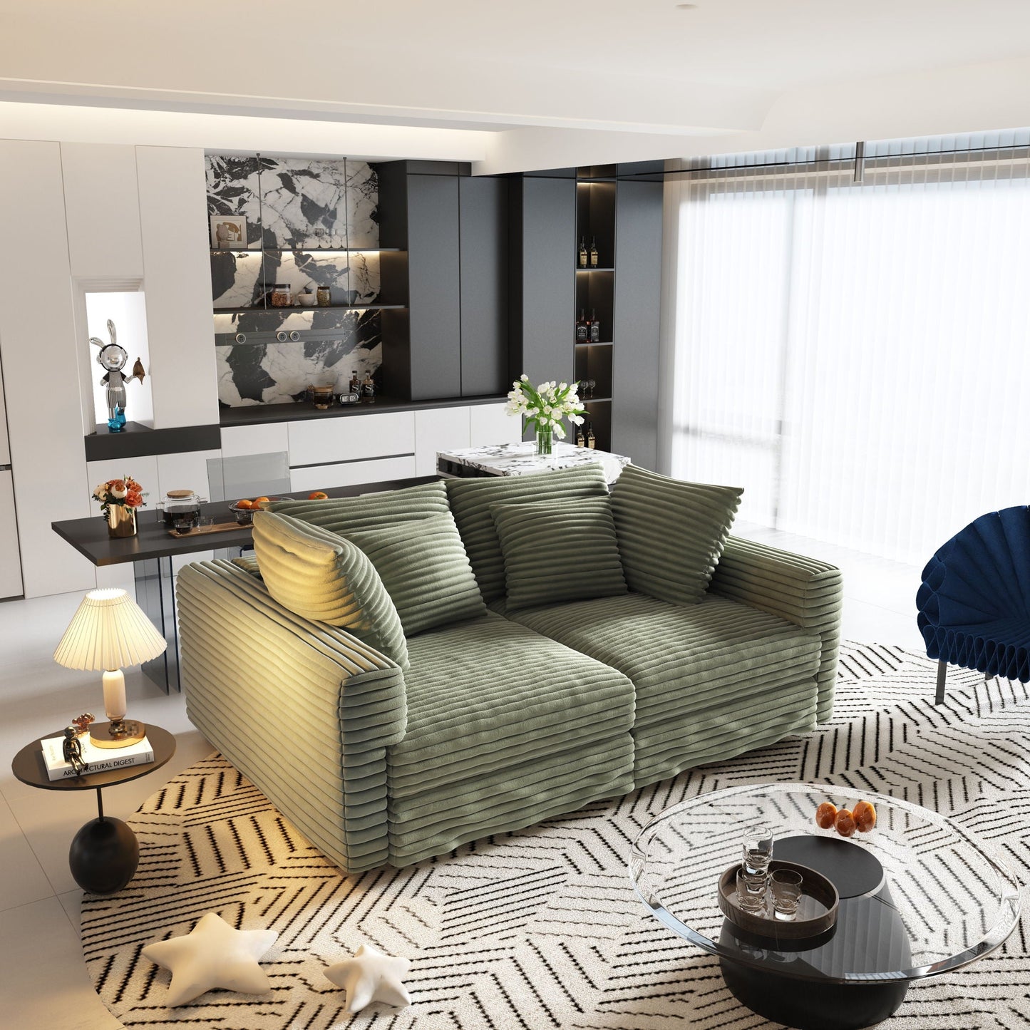 4 Seat Sofa, Modern Comfy Upholstered Sofa Cloud Couch, Deep Seat Couches With Soft Pillows Home Essentials