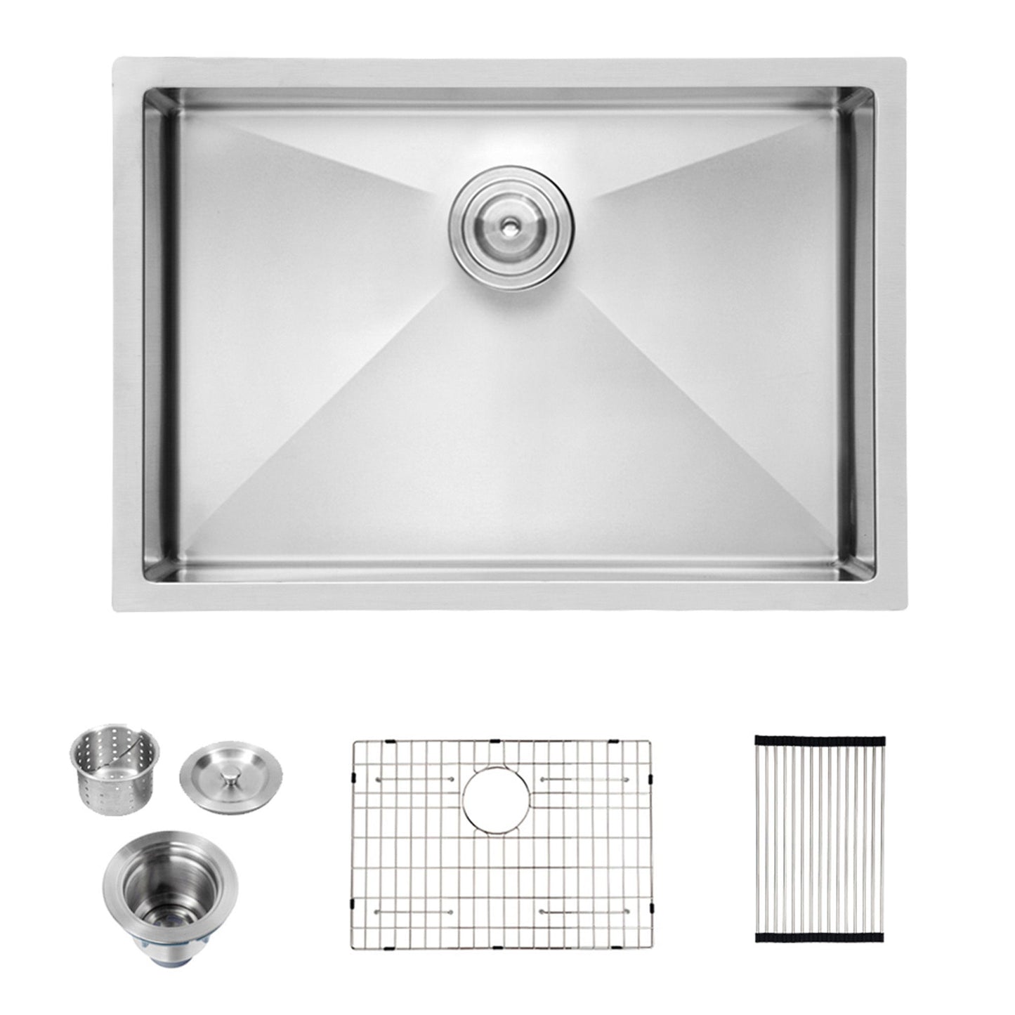 Modern Undermount Stainless Steel Kitchen Sink 16 Gauge, Deep Single Bowl Daily Nest