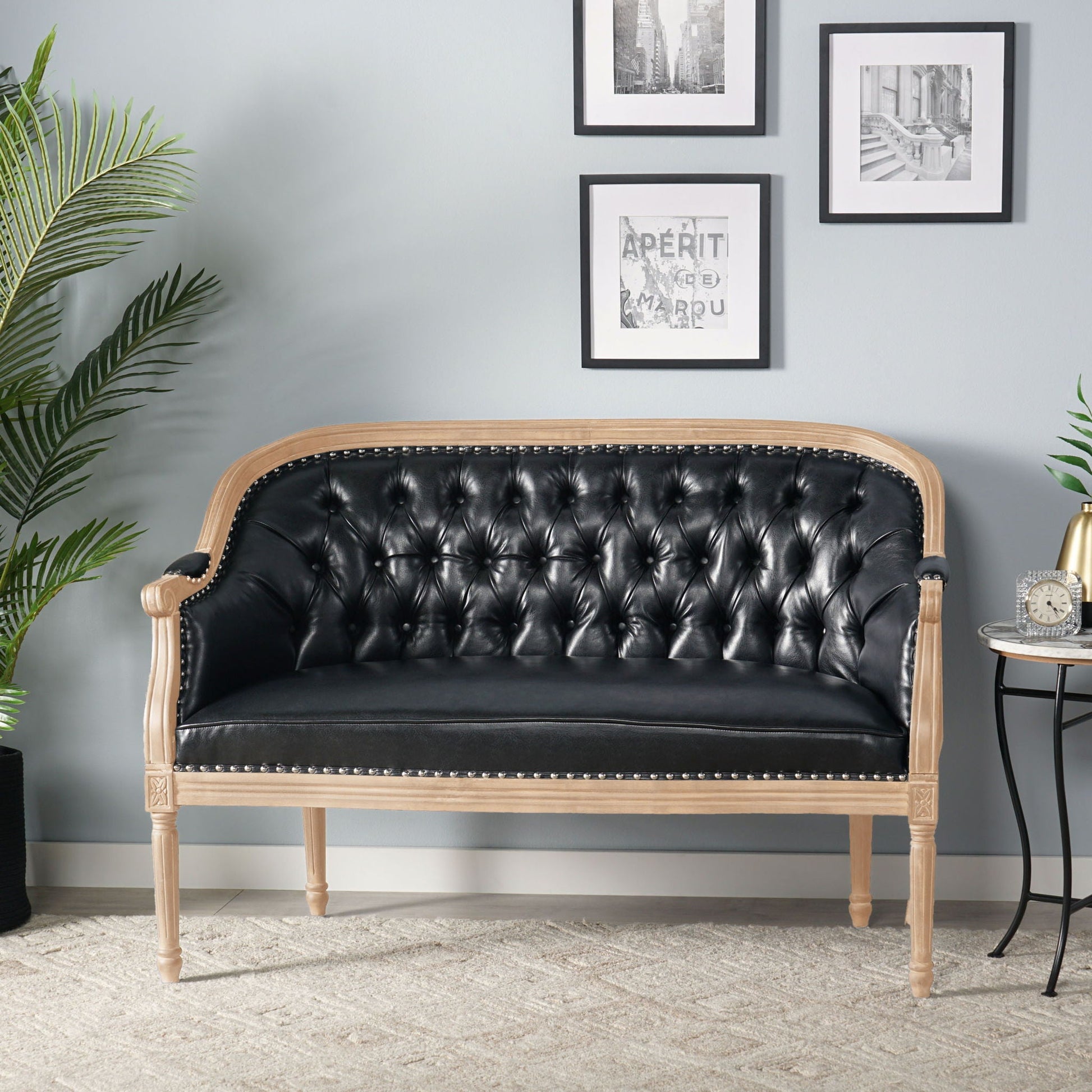 French Country Chesterfield Style Tufted Loveseat Noble House