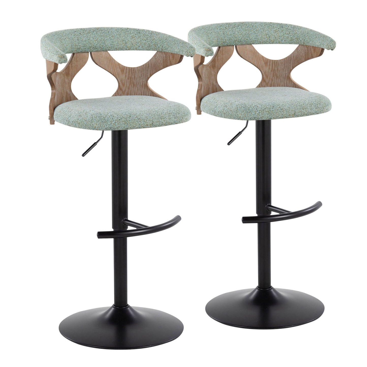 Gardenia - Contemporary Adjustable Barstool With Swivel With Rounded T Footrest (Set of 2) Lumi Source