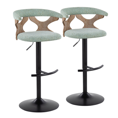 Gardenia - Contemporary Adjustable Barstool With Swivel With Rounded T Footrest (Set of 2) Lumi Source