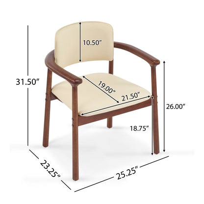 Dining Room Chairs, Ideal For Home & Kitchen (Set of 2) - Beige / Dark Walnut Noble House