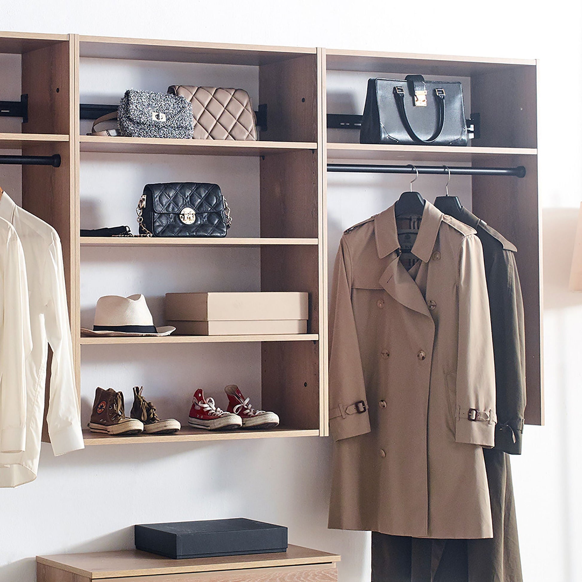 Devi - Wall Mounted Closet System With Modular Units Home Essentials