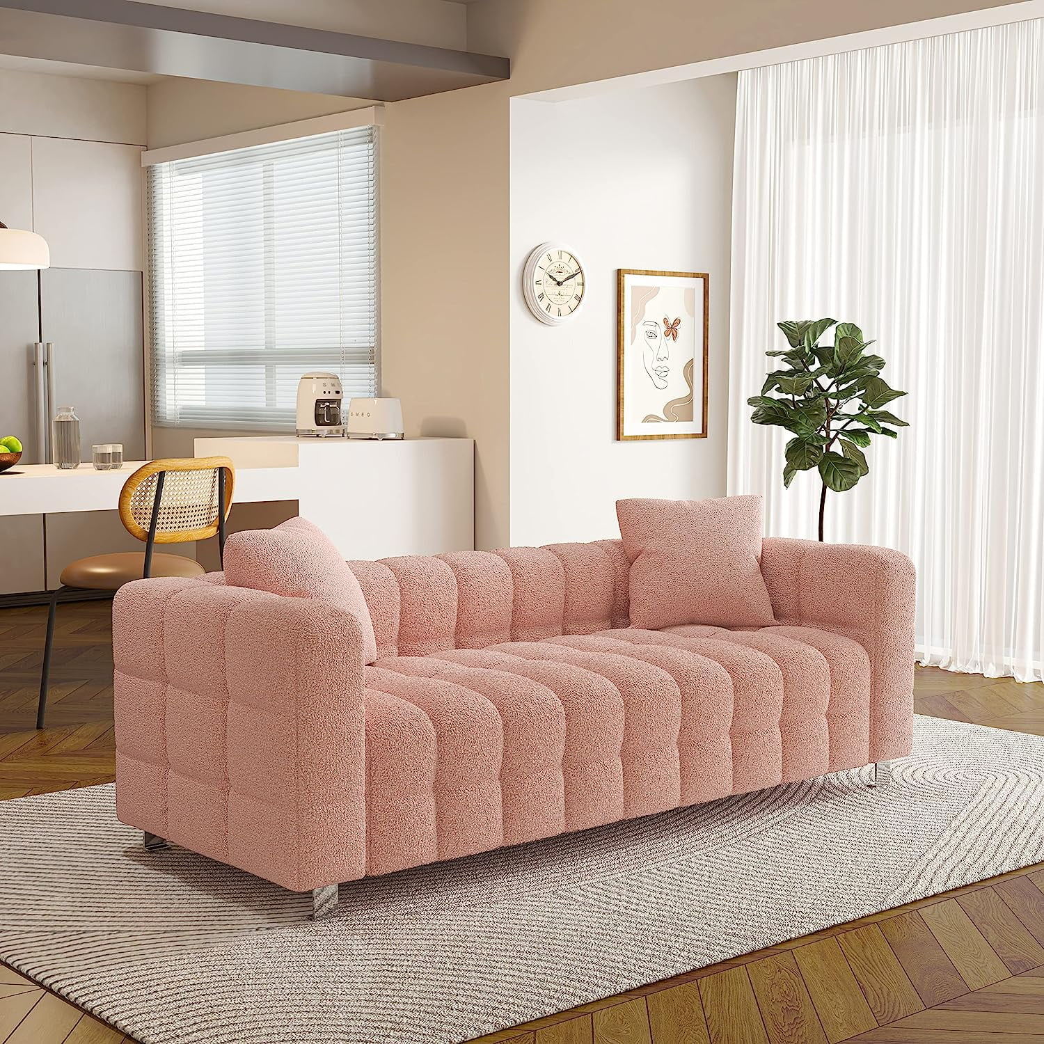 Modern 3 Seater Sofa With 2 Pillows Home Essentials
