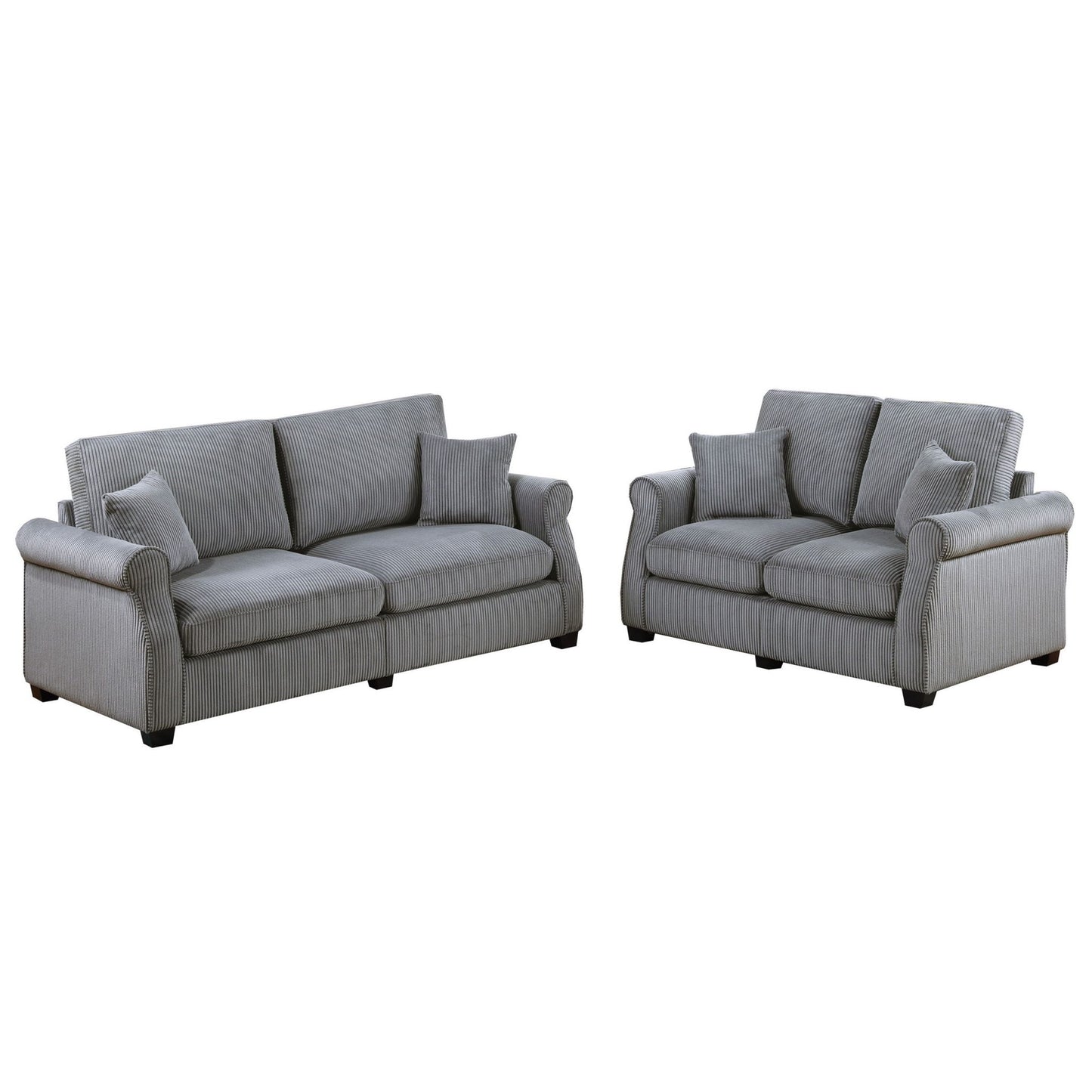 Contemporary 2 Piece Sofa Set With Matching Pillows Home Essentials