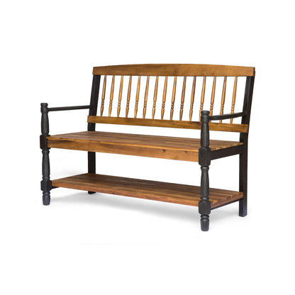 Slatted Bench With Built In Shelf Noble House