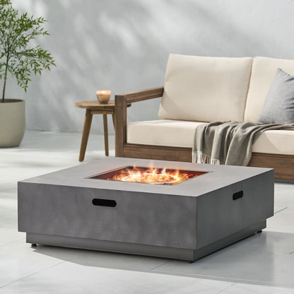 Modern Square Fire Pit With 50,000 Btu Noble House