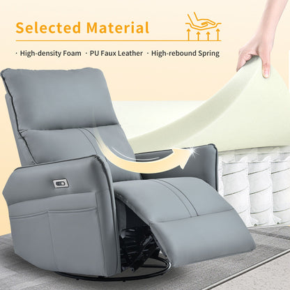 270° Power Swivel Rocker Glider Recliner Chair With USB Ports Home Essentials