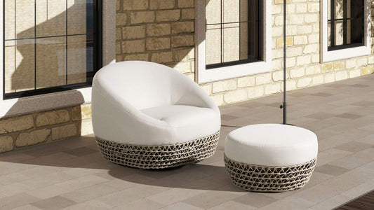 Willow - Round Upholstered Patio Ottoman Jennifer Taylor Home