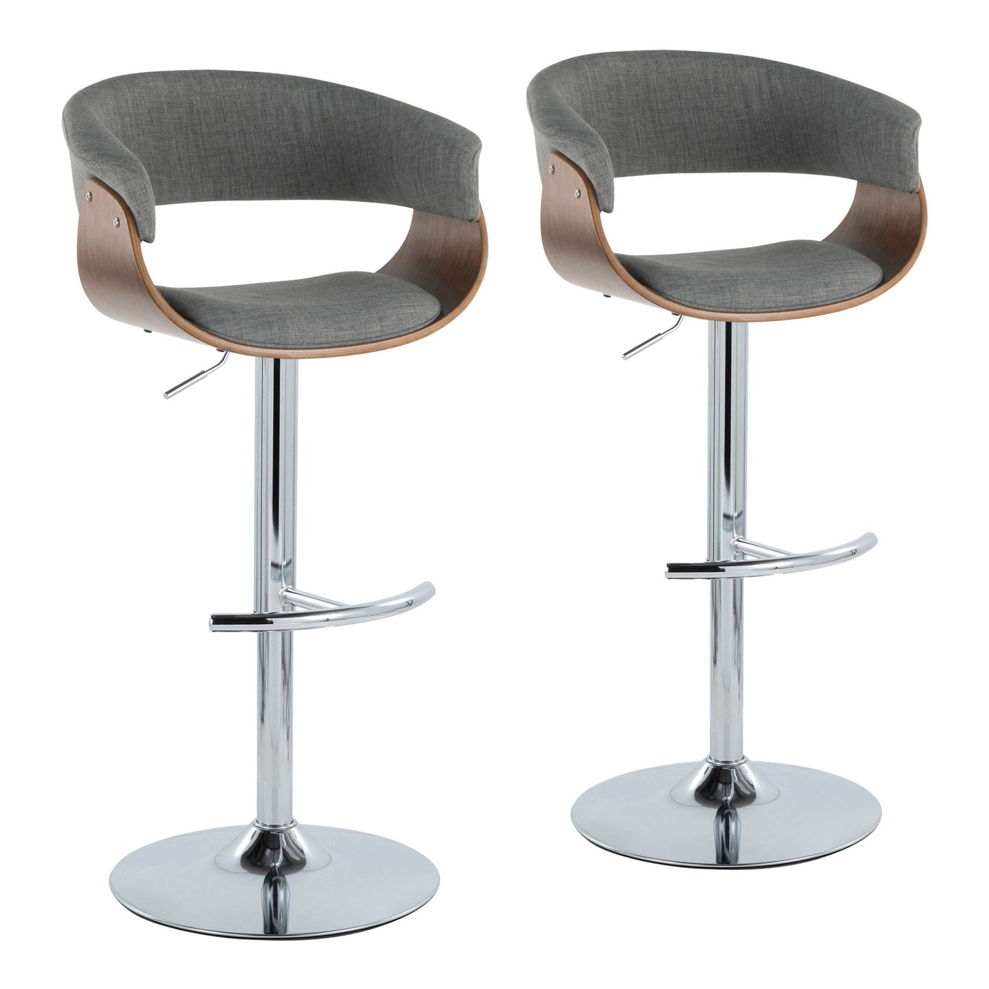 Vintage Mod - Mid Century Modern Adjustable Height Barstool With Swivel With Rounded T Footrest (Set of 2) Lumi Source
