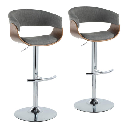 Vintage Mod - Mid Century Modern Adjustable Height Barstool With Swivel With Rounded T Footrest (Set of 2) Lumi Source