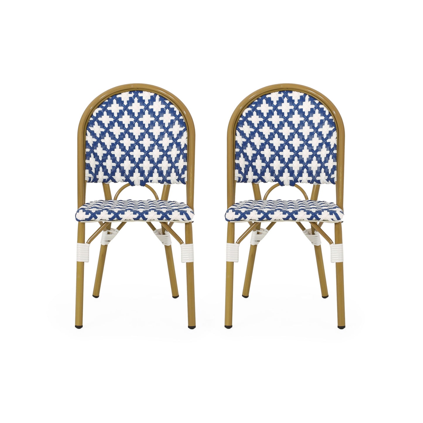 Chic French Bistro Chair With Durable Rattan And Aluminum Frame Noble House