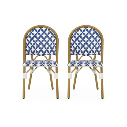 Chic French Bistro Chair With Durable Rattan And Aluminum Frame Noble House