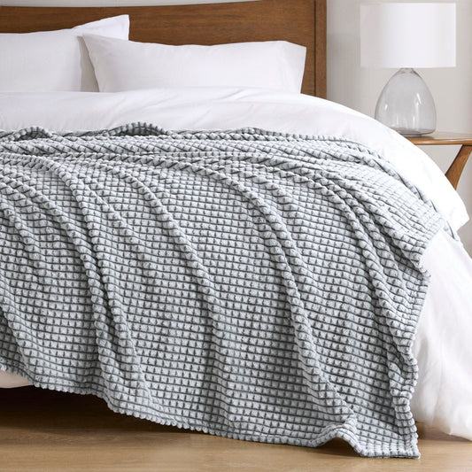 Carved Plush - Blanket - Gray Madison Park
