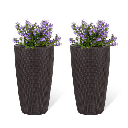 Tall Planters Set With Water Level Monitor And Auto Watering Daily Nest