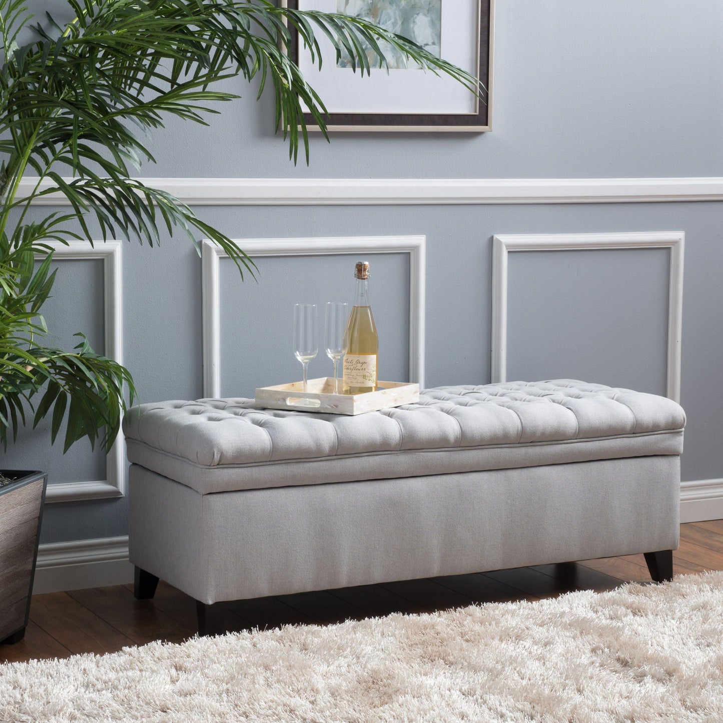 Juliana - Storage Ottoman With Birch Legs Noble House