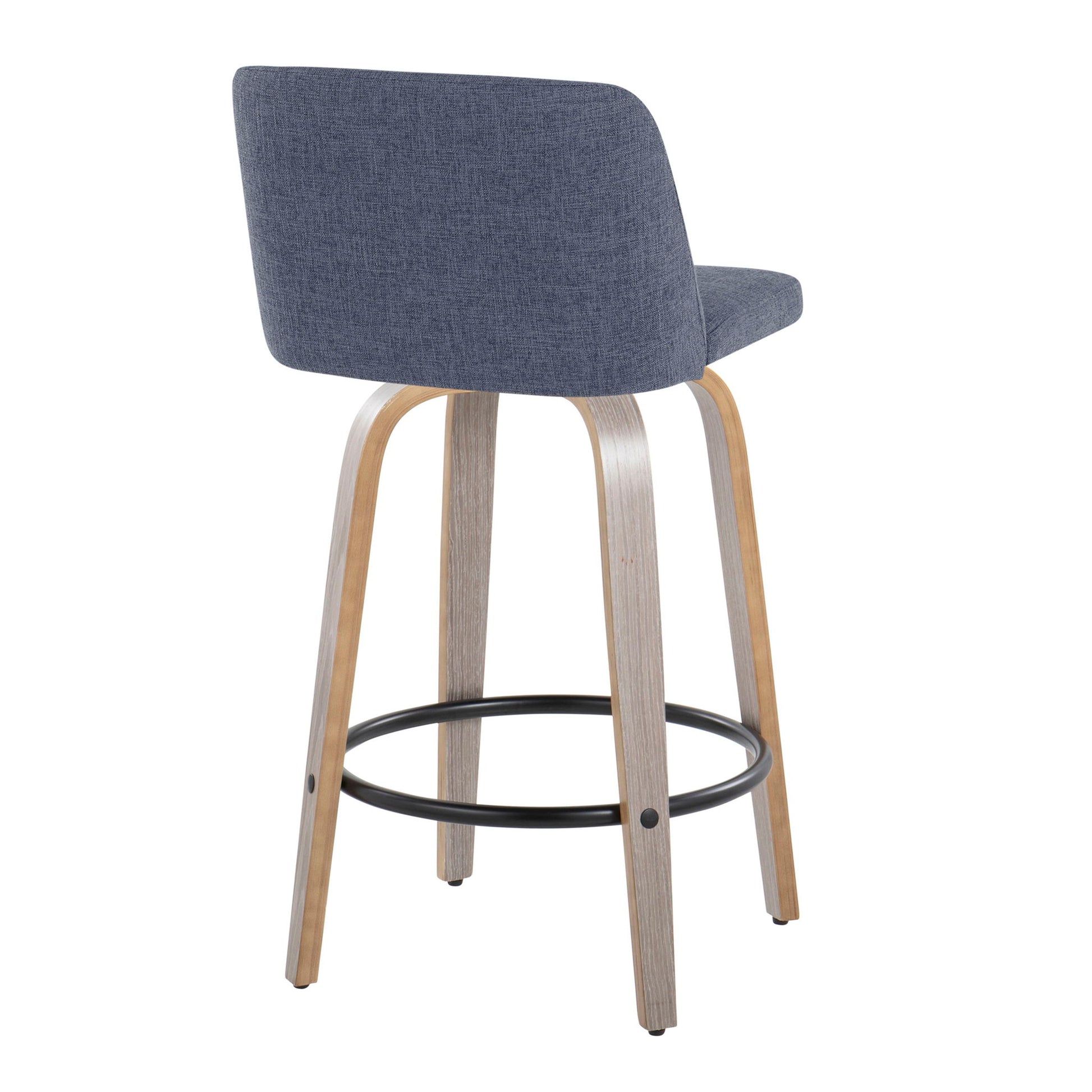 Toriano - Contemporary Fixed Height Counter Stool With Swivel & Round Footrest (Set of 2) Lumi Source