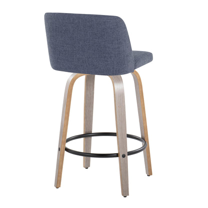 Toriano - Contemporary Fixed Height Counter Stool With Swivel & Round Footrest (Set of 2) Lumi Source