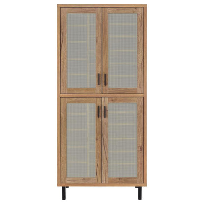 Teller - 4-Door Tall Shoe Storage Cabinet - Natural Oak Coaster Fine Furniture