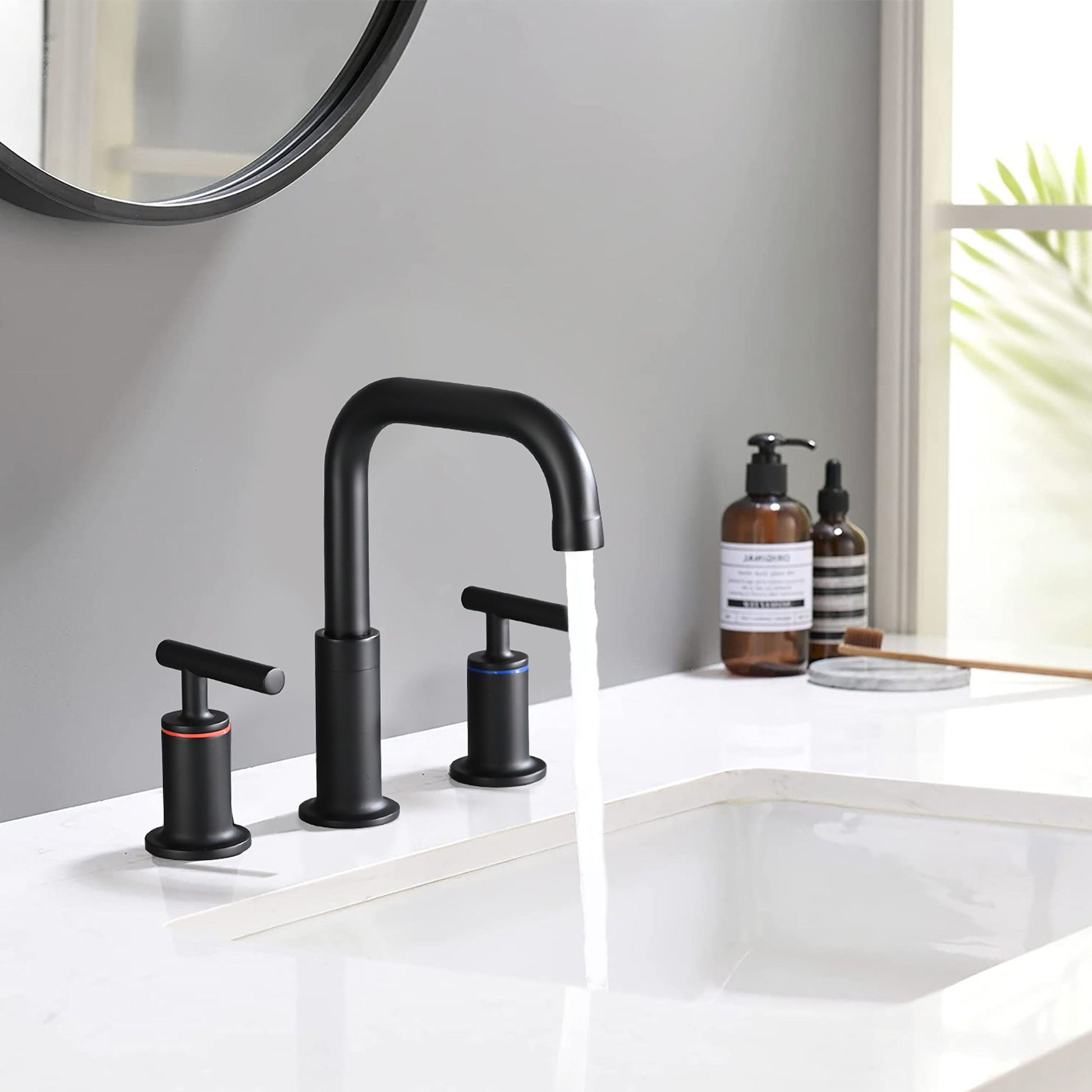 Widespread Bathroom Sink Faucet With Pop Up Drain And Brass Construction - Matte Black Daily Nest