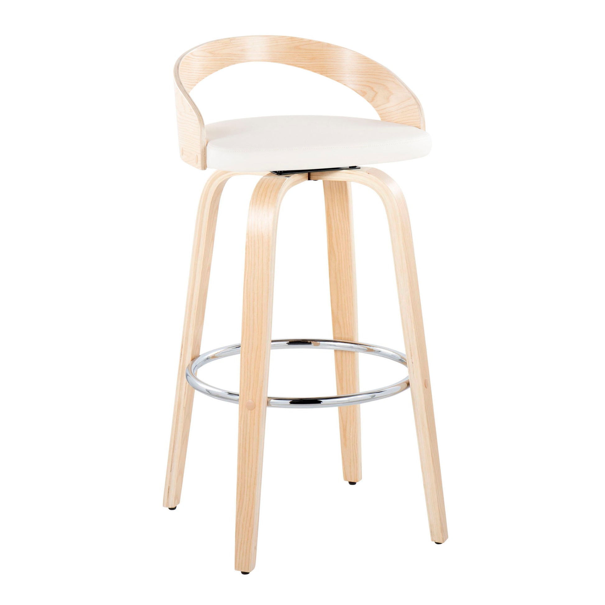 Grotto - Contemporary Fixed-Height Barstool With Swivel With Round Footrest (Set of 2) Lumi Source
