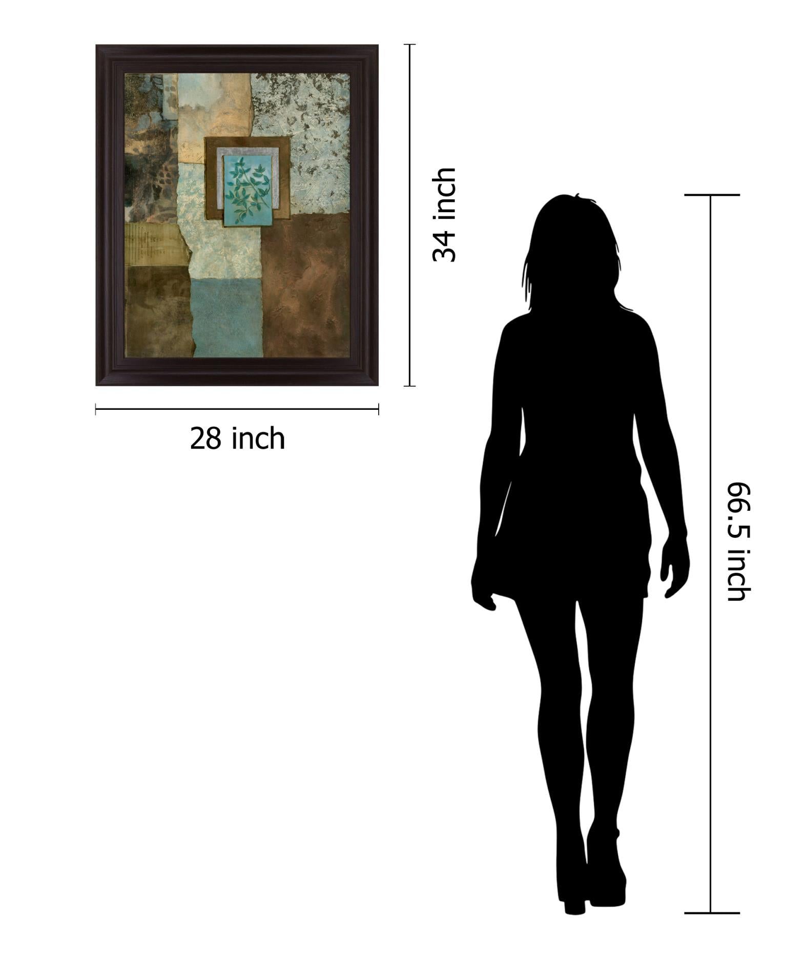 Teal Leaf Mosaic - 28" x 34" Framed Wall Art Classy Art