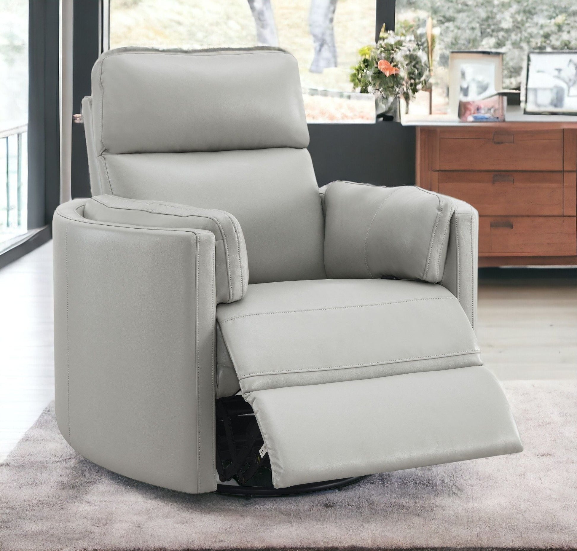 Sagen - Chenille Glider Recliner With Swivel Acme