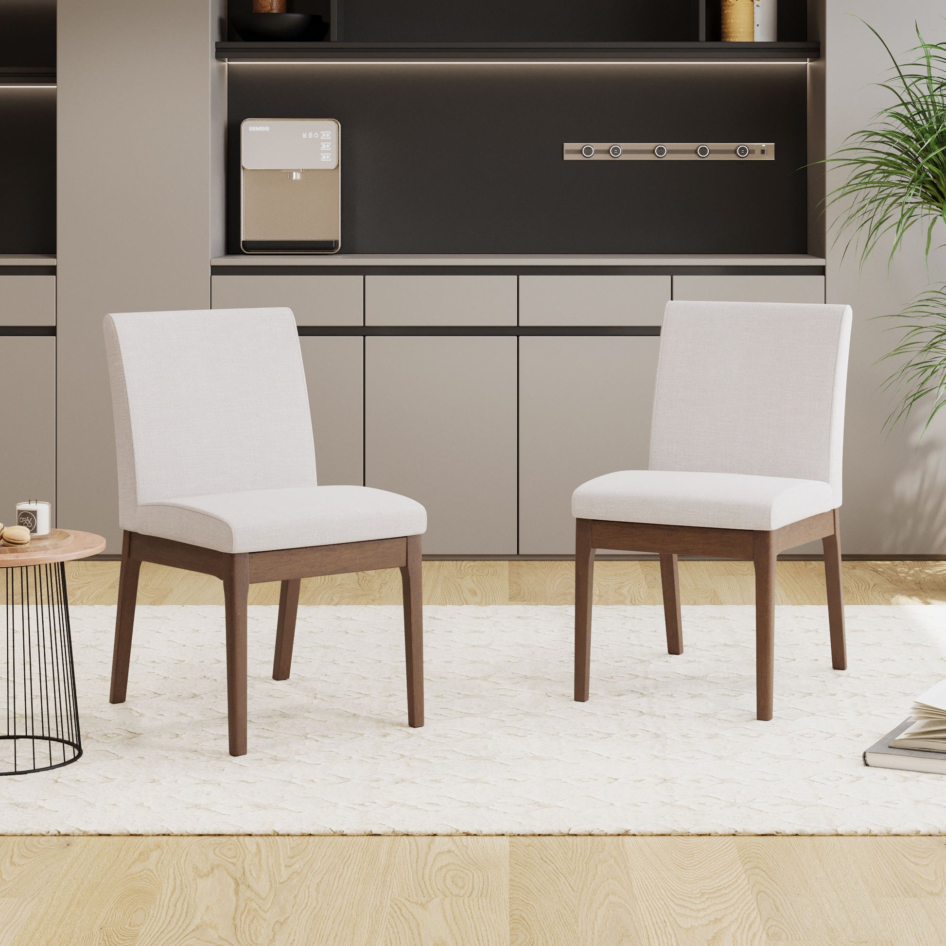 Contemporary Fabric Comfort Dining Chairs (Set of 2) Noble House