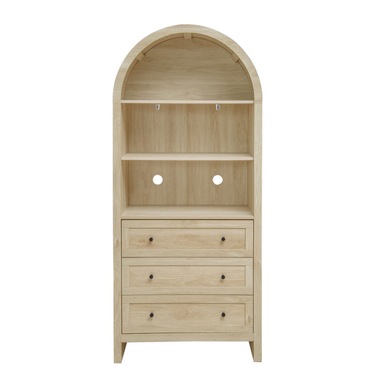 Arched Kitchen Pantry, Modern Farmhouse Wood Kitchen Storage Cabinets, Arched Storage Display Cabinet With Adjustable Shelves, Versatile Cupboard For Kitchen, Dining Room, Living Room - Natural Home Essentials