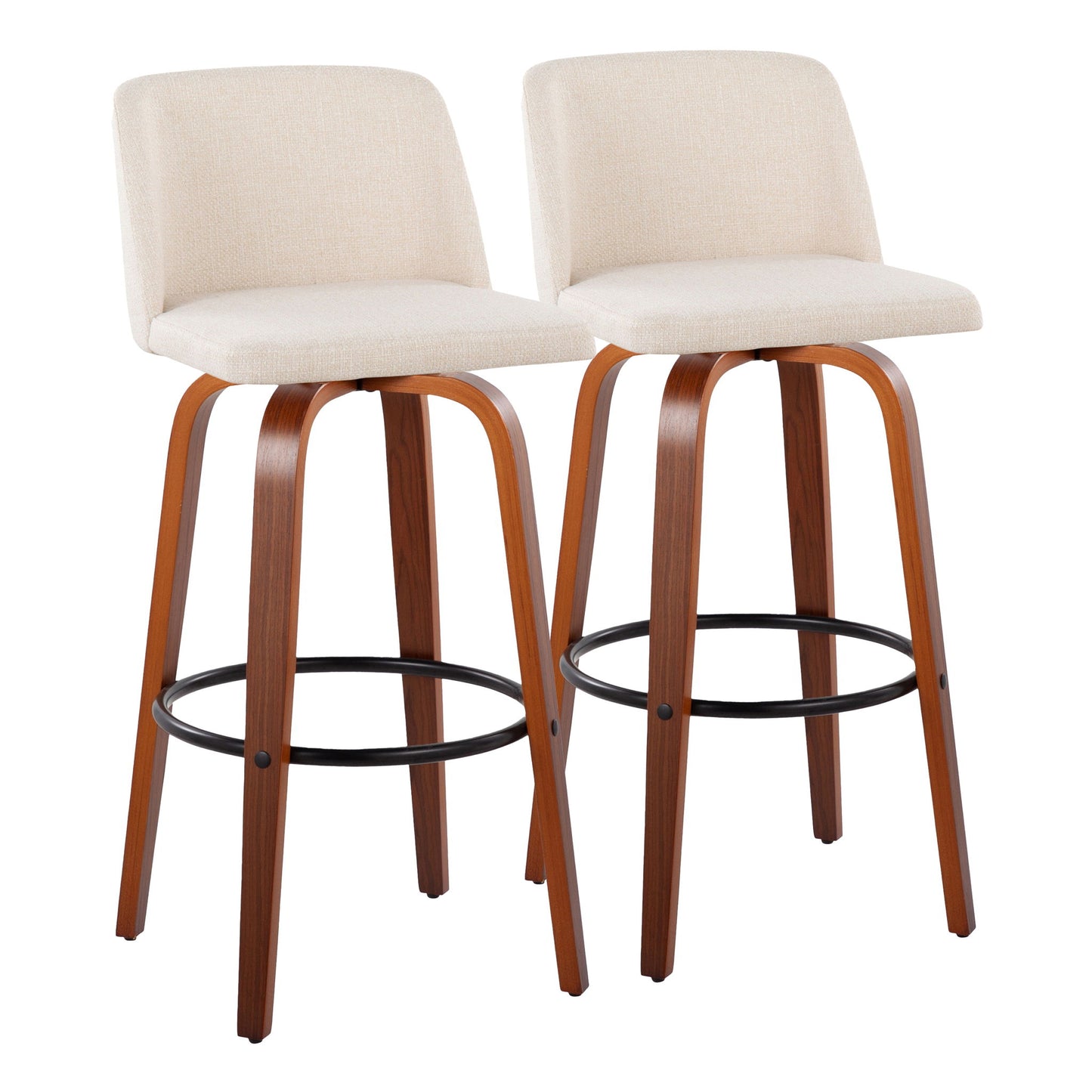 Toriano - Mid Century Modern Fixed Height Barstool Swivel And Round Footrest (Set of 2) Lumi Source