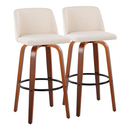 Toriano - Mid Century Modern Fixed Height Barstool Swivel And Round Footrest (Set of 2) Lumi Source