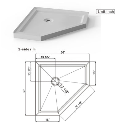 Neo Angle Corner Drain Shower Base - White Daily Nest