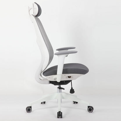 Office High Back Swivel Desk Chair With Height Adjustable Backrest, 3 Tilt Lock & Rotatable Headrest - Milk White Home Essentials