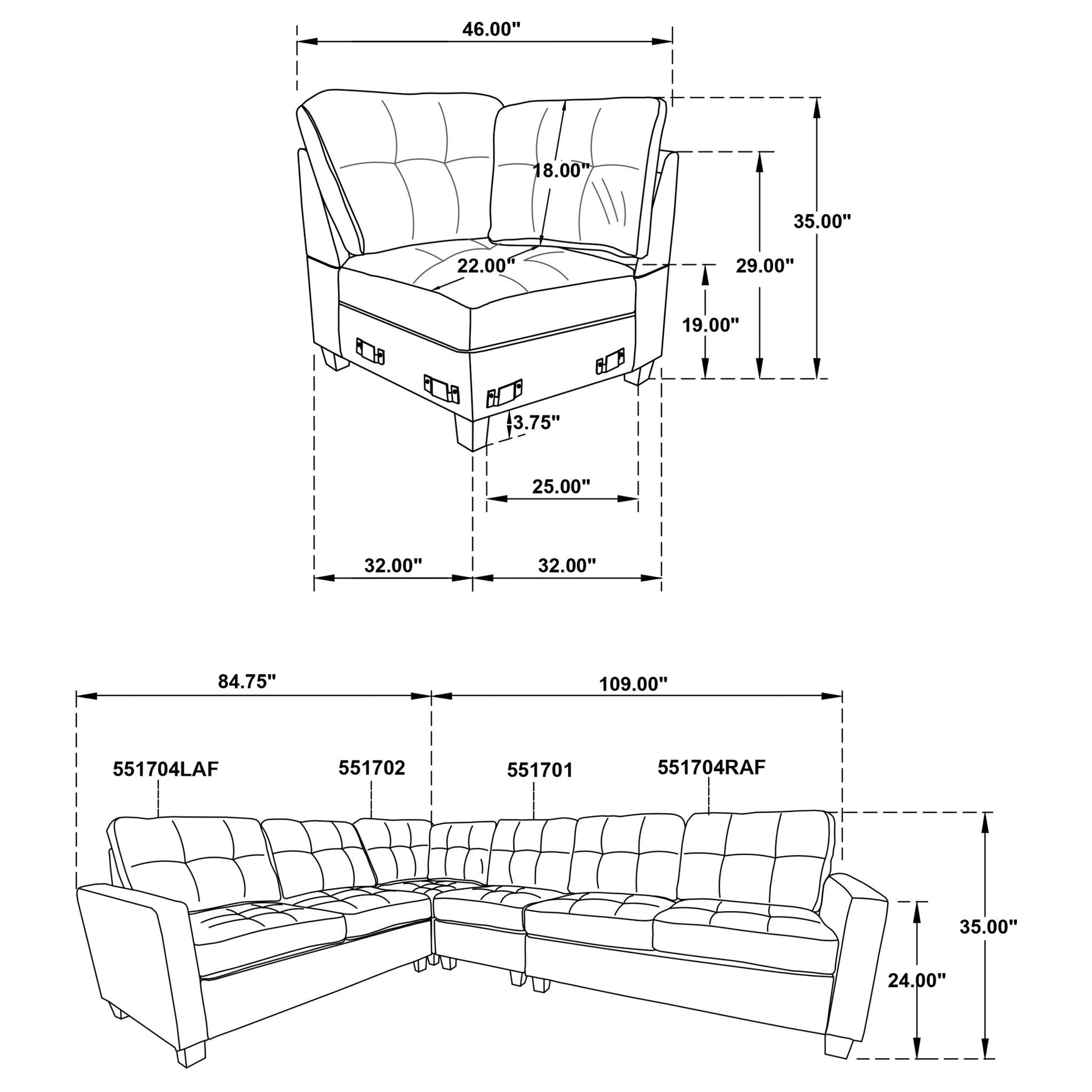 Creston - Upholstered Sectional Sofa Furniture Max