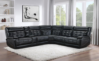 Hewitt - Leather Upholstered Power Reclining Sectional - Black Coaster Fine Furniture