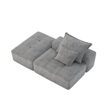 Modern Oversized Modular Sectional Sofa, Sparkling Fabric Soft Cushions With 2 Pillows Home Essentials